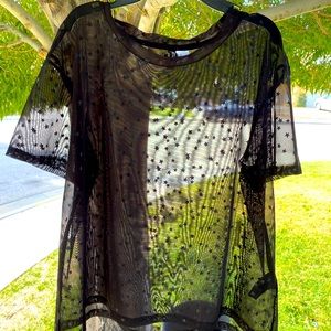 Mesh short sleeve top, star pattern, Medium